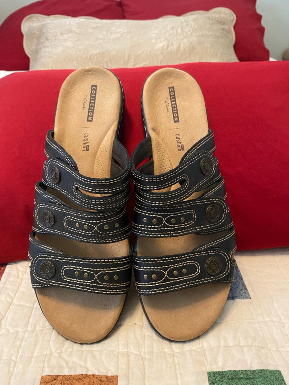 Collection by Clarke Brown Multi-Strap Slide Sandals Adjustable Straps Size 10